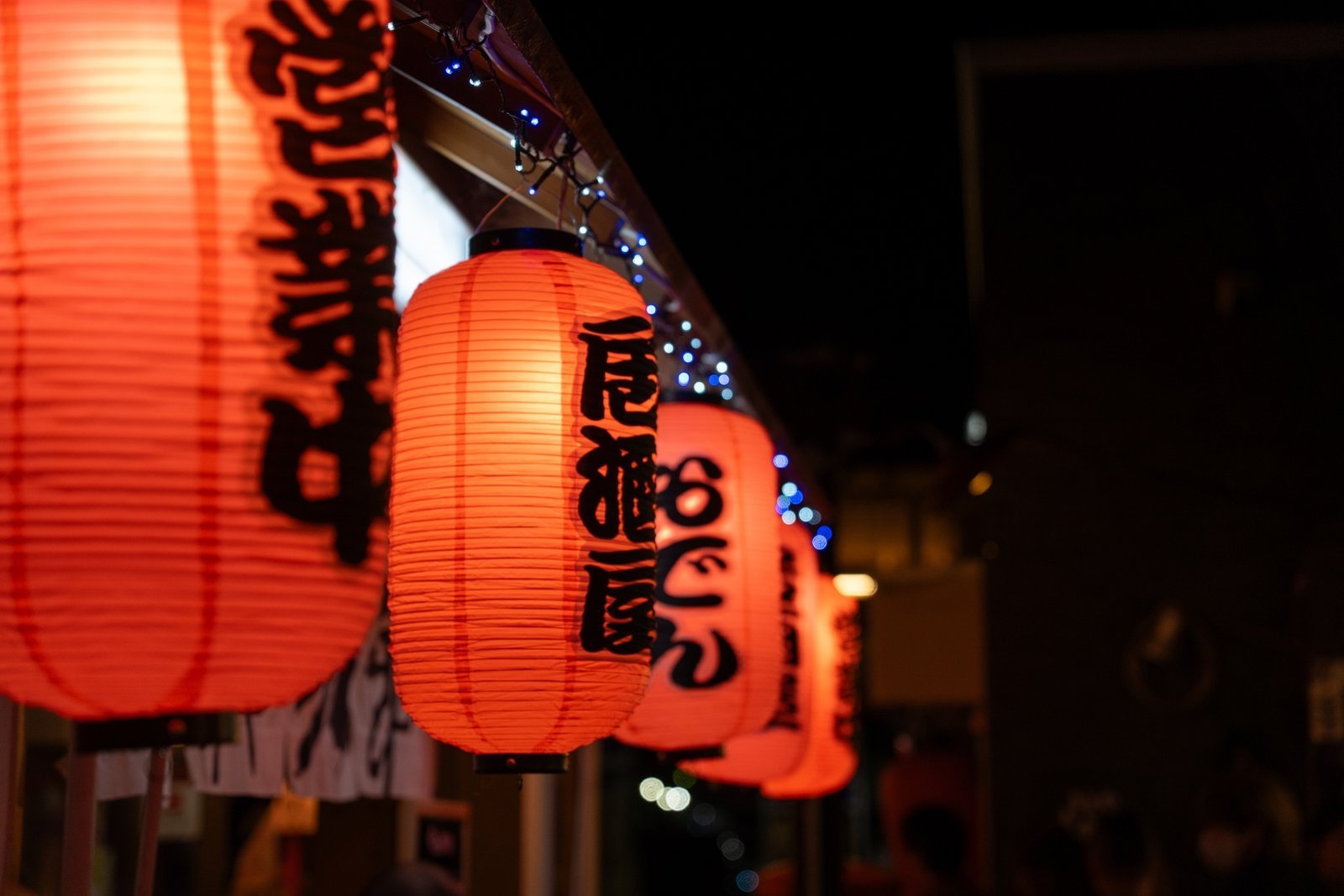 居酒屋の赤提灯が連なる夜の店先 - 浅草 都鳥 居酒屋の赤提灯が連なる夜の店先